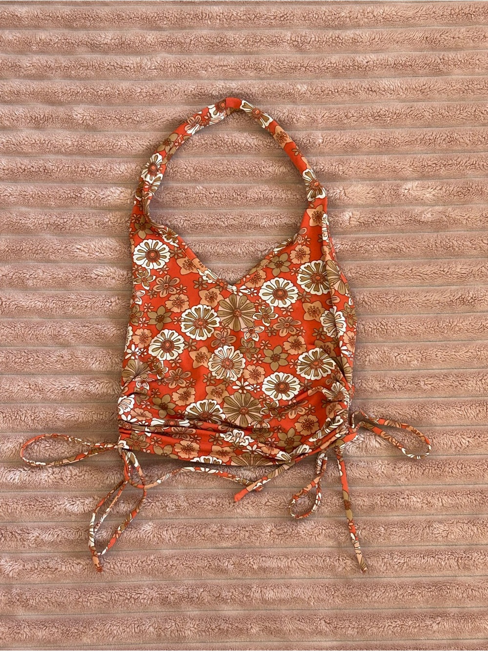 70’s Retro Hippie Halter Top with Flowers